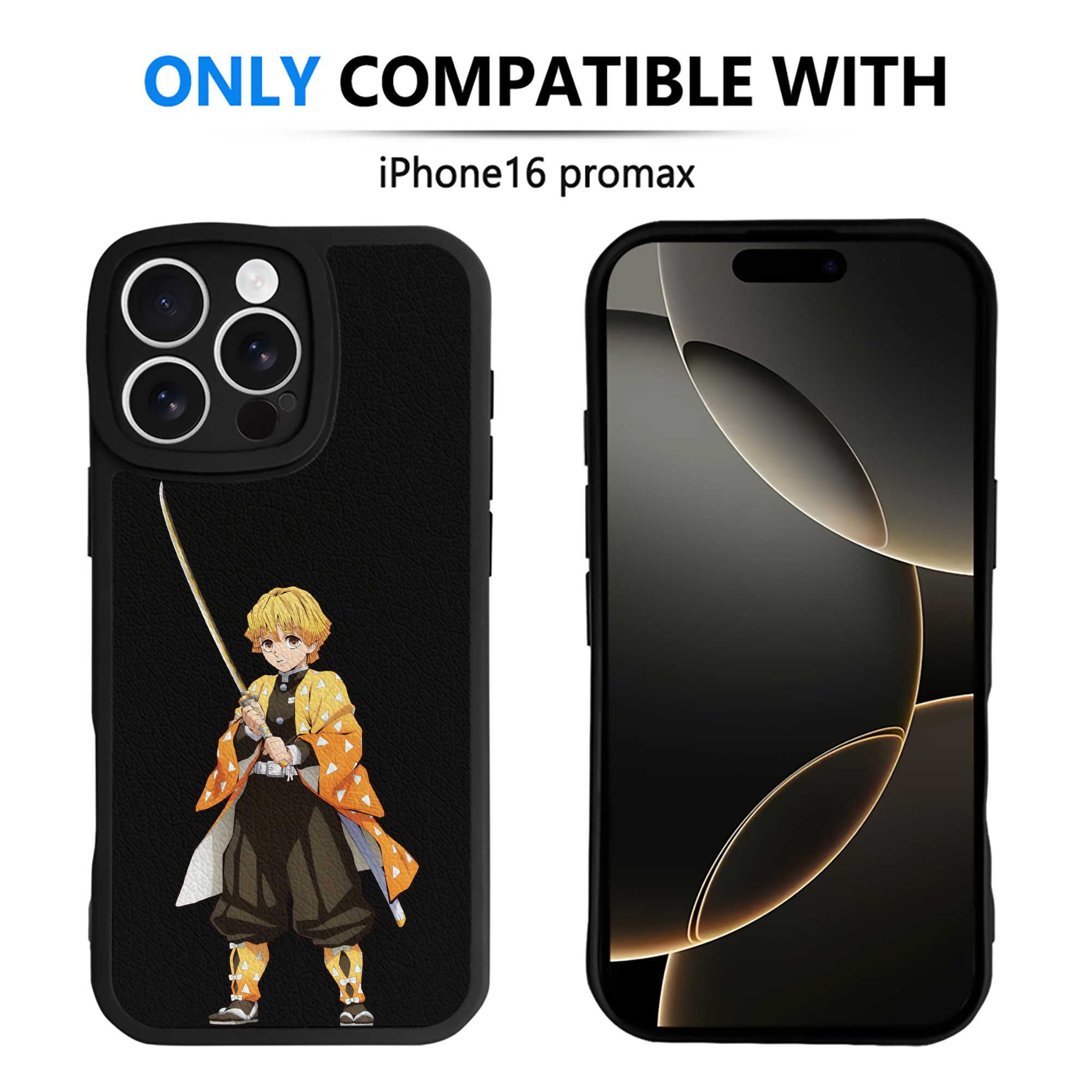 （画像用） 鬼滅の刃（きめつのやいば）我妻 善逸／あがつま ぜんいつ Agatsuma Zenitsu 【iPhone 16シリーズ対応】シリコンスマホケース（レザー調） 材質：シリコン